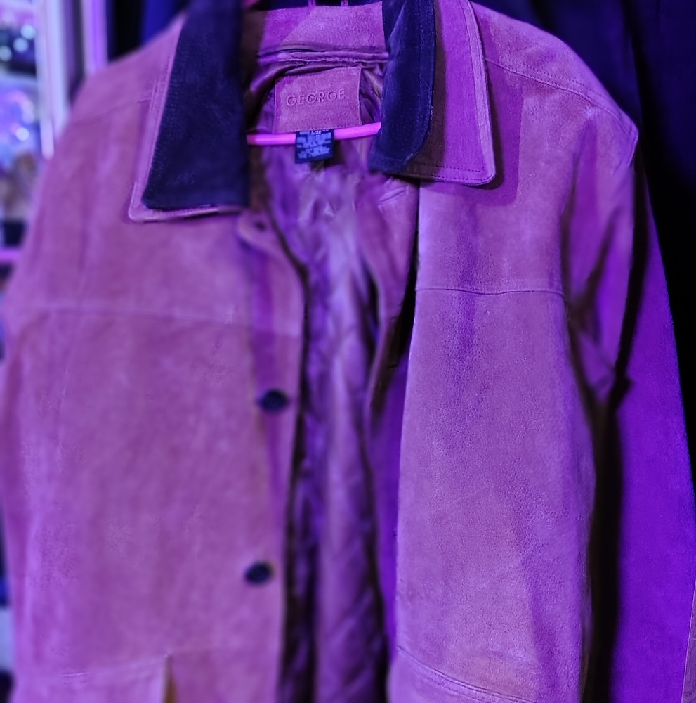 George Purple Leather Jacket with Contrasting Collar
